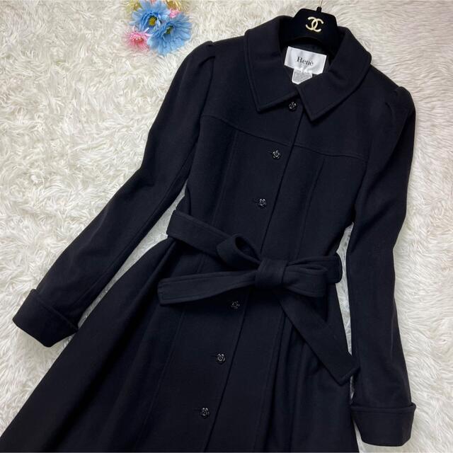 買い方 美品 René ルネ ロングコート カメリアボタン カシミヤ混