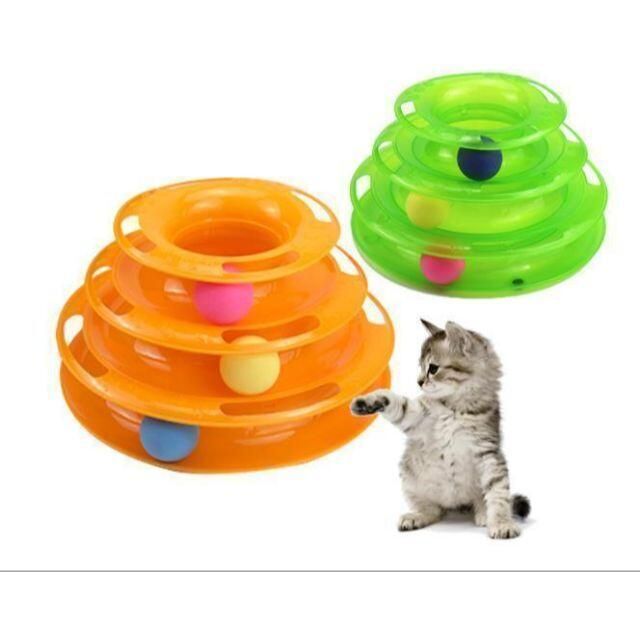 パステルブルー 猫のおもちゃ ボールタワー ボール3つ ストレス発散 組み立て