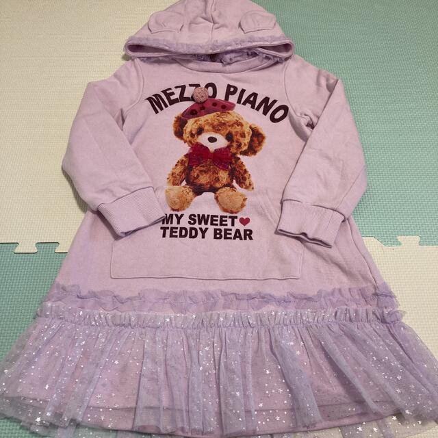 mezzo piano(メゾピアノ)のくま裾チュールワンピース120 キッズ/ベビー/マタニティのキッズ服女の子用(90cm~)(ワンピース)の商品写真