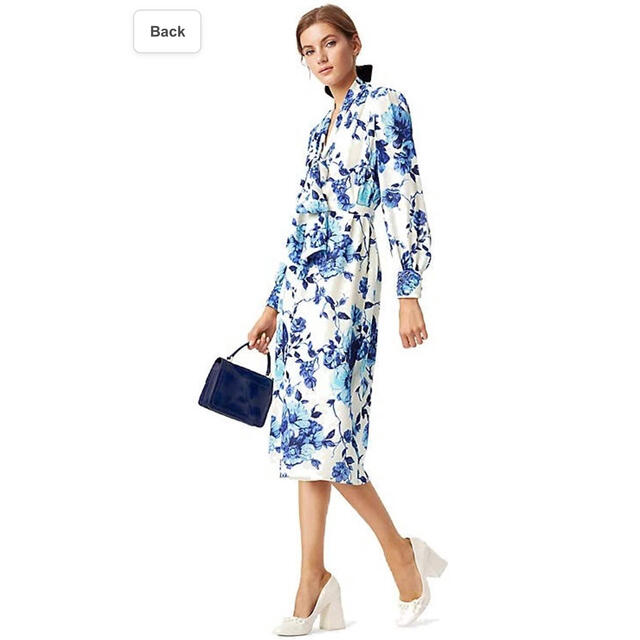 Tory Burch(トリーバーチ)のTORY BURCH ホワイト＆ブルーシルクワンピース レディースのワンピース(ロングワンピース/マキシワンピース)の商品写真