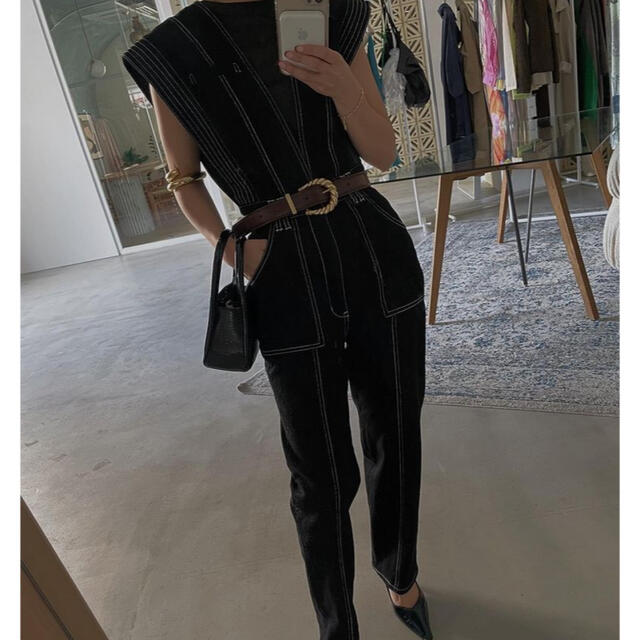 ameri V NECK DENIM JUMPSUIT