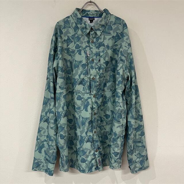 東京激安 美品 L 半袖シャツ サカナの総柄 1991年 patagonia A/C 魚群 ...