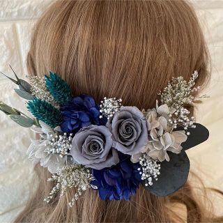 ロイヤルブルー系♡髪飾り ヘッドドレス 結婚式 前撮り 成人式 卒業式(ヘッドドレス/ドレス)