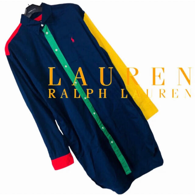 POLO RALPH LAUREN(ポロラルフローレン)のRalph Lauren バイカラーシャツワンピース カラフル size6 レディースのワンピース(ひざ丈ワンピース)の商品写真