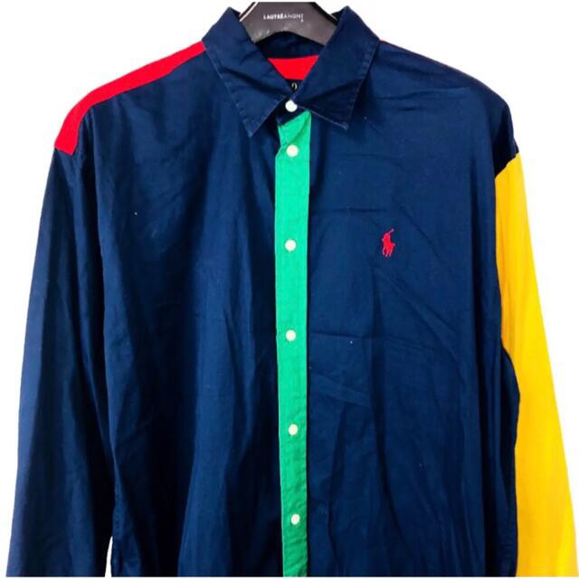 POLO RALPH LAUREN(ポロラルフローレン)のRalph Lauren バイカラーシャツワンピース カラフル size6 レディースのワンピース(ひざ丈ワンピース)の商品写真