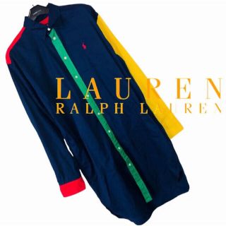 ポロラルフローレン(POLO RALPH LAUREN)のRalph Lauren バイカラーシャツワンピース カラフル size6(ひざ丈ワンピース)