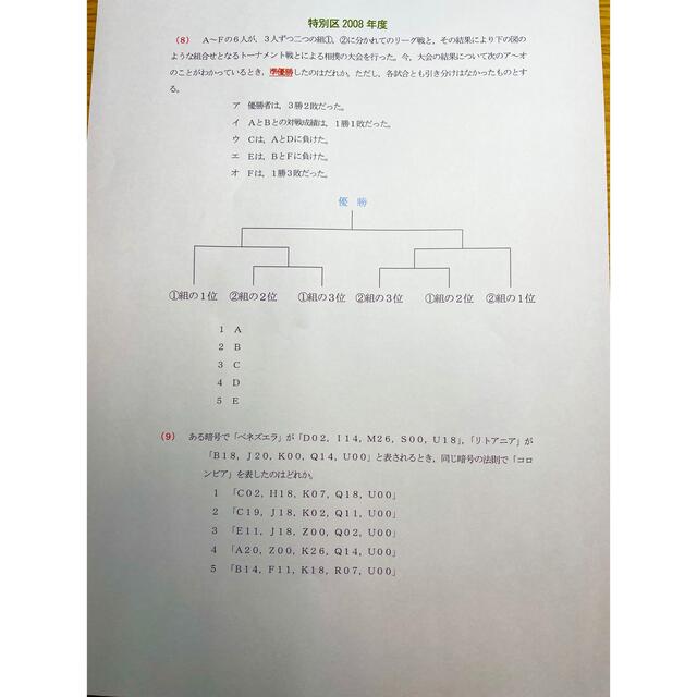 特別区1類　数的処理(2008〜2019)問題・解説