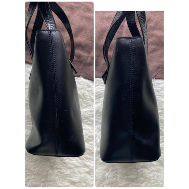 celine(セリーヌ)のセリーヌ　トートバッグ　ハンドバッグ　ゴールド金具　クロコ型押し　ブラック レディースのバッグ(トートバッグ)の商品写真