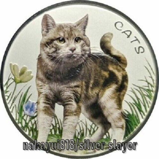 2022年 フィジー 猫シリーズ 純銀 1オンス銀貨 カラー版 庭で遊ぶ猫