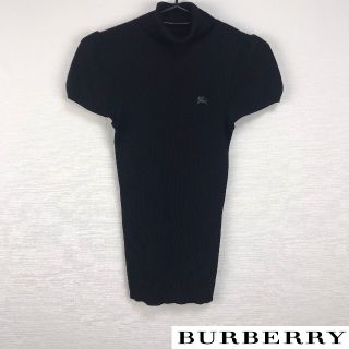 バーバリーブルーレーベル(BURBERRY BLUE LABEL)の美品 BURBERRY BLUE LABEL 半袖ニット ブラック サイズ38(ニット/セーター)