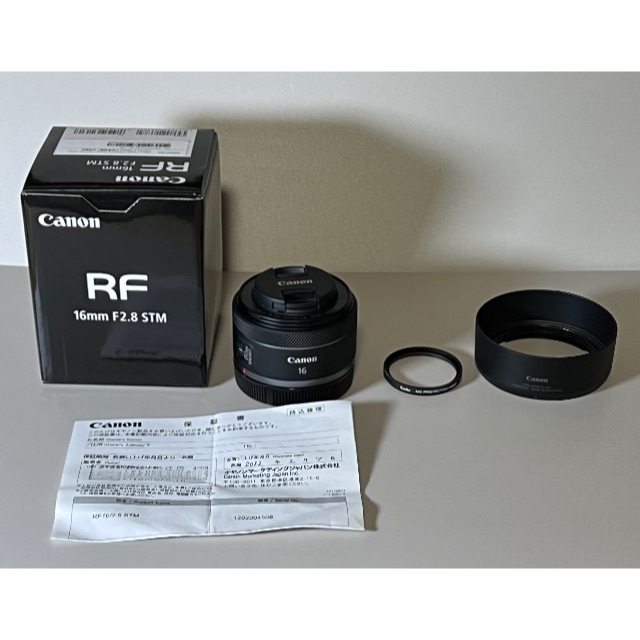 Canon - ほぼ未使用 RF16 F2.8 STM + 純正フードEW-65C + フィルタの