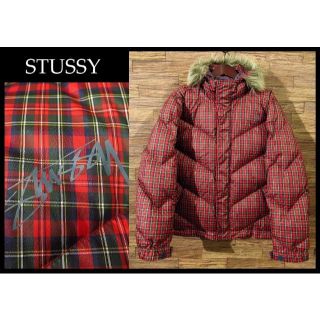 ステューシー(STUSSY)のSTUSSY ステューシー タータンチェック 2WAY ダウン ジャケット L(ダウンジャケット)