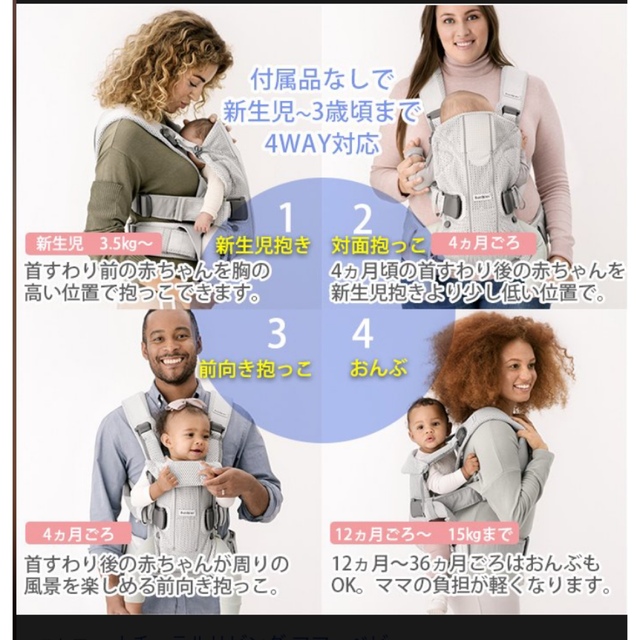 BABYBJORN(ベビービョルン)のBABY BJORN 抱っこ紐⭐︎ONE KAI Air シルバーグレー キッズ/ベビー/マタニティの外出/移動用品(抱っこひも/おんぶひも)の商品写真