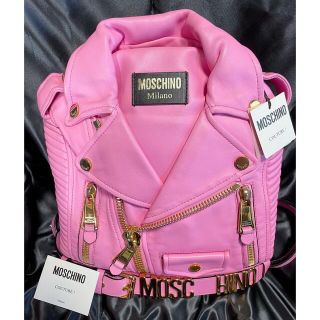 モスキーノ(MOSCHINO)のモスキーノ　リュック　ライダース　革　レザー　イタリア製　ピンク　バックパック(リュック/バックパック)