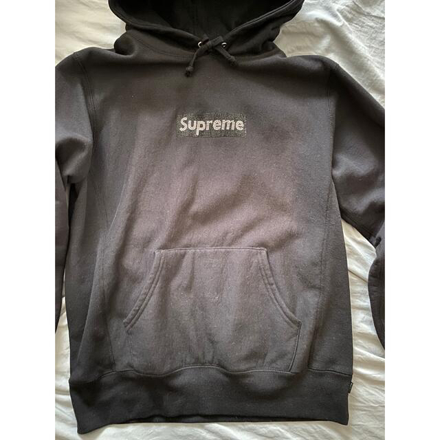 supreme box logo スワロフスキー　フーディー　Mトップス