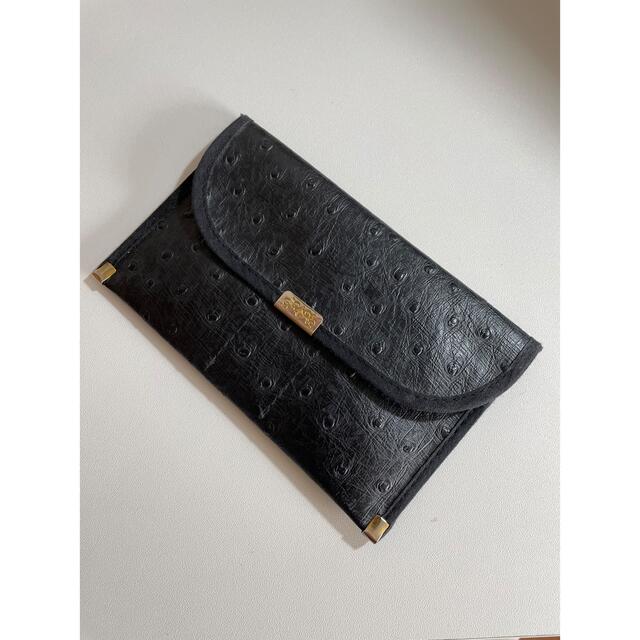 新品 Costoromaオーストリッチ ポーチウォレット ブラック 財布 BK-