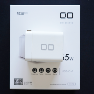 MAX65W 高出力充電器 CIO-G65W1C-WH GaN(バッテリー/充電器)