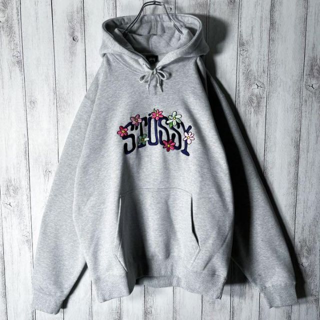 STUSSY　ステューシー　黒　パーカー　デカロゴ　裏起毛　ゆるダボ　XLサイズ