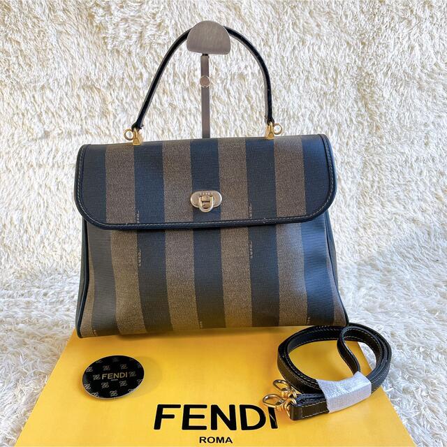 FENDI ペカン柄 2way ショルダーバッグ レザー×PVC カーキ FF