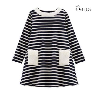 プチバトー(PETIT BATEAU)の新品PETIT BATEAUプチバトー6ansボア付きマリニエールワンピース(ワンピース)