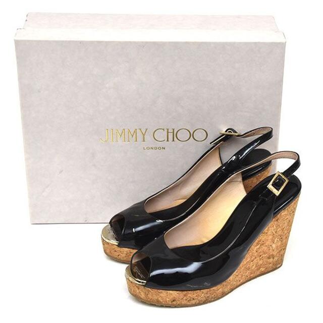 JIMMY CHOO(ジミーチュウ)のジミーチュウ メタルトゥ コルクウェッジソール サンダル 36(約23 レディースの靴/シューズ(サンダル)の商品写真