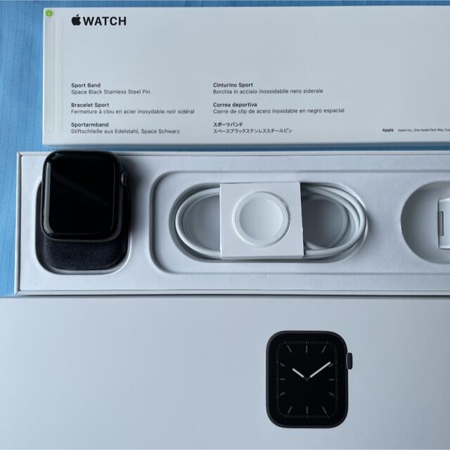 アップル Apple Watch5 グレイアルミニウム ブラックスポーツバンド