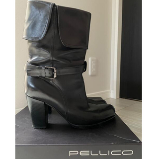 ペリーコ(PELLICO)のPELLICO ペリーコ　ショート　ハーフ　ブーツ　37 24㎝　8㎝ヒール(ブーツ)