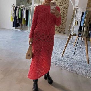 アメリヴィンテージ(Ameri VINTAGE)のCROCHET RAGLAN LONG DRESS(ロングワンピース/マキシワンピース)