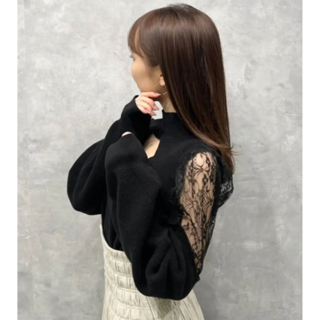 SNIDEL - レースドッキングニットトップスの通販 by 🎀|スナイデル SNIDEL - レースドッキングニットトップスの通販 by 🎀|スナイデル