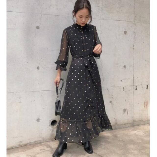 Ameri VINTAGE(アメリヴィンテージ)の田中みな実着用AMERI SPARKLE DOT DRESS レディースのワンピース(ロングワンピース/マキシワンピース)の商品写真