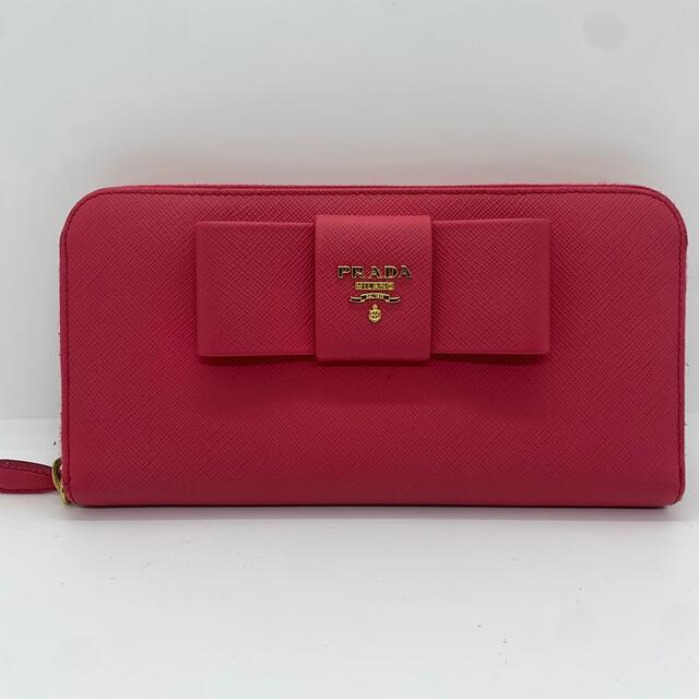 極美品✨】PRADA サフィアーノ ラウンドファスナー リボン 長財布