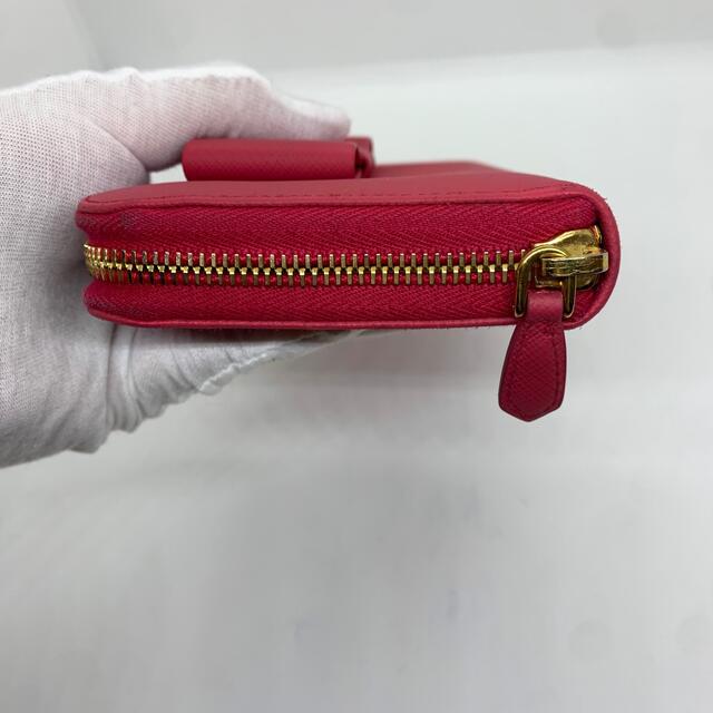 【極美品✨】PRADA サフィアーノ ラウンドファスナー リボン 長財布 ピンク