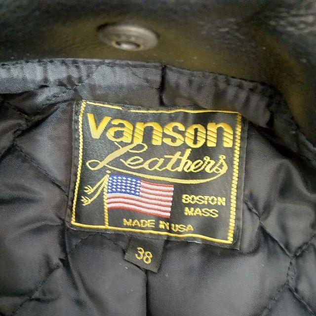 VANSON(バンソン)のvanson バンソン　レザー　ライダース　ジャケット　38　黒　ZJ53 メンズのジャケット/アウター(レザージャケット)の商品写真