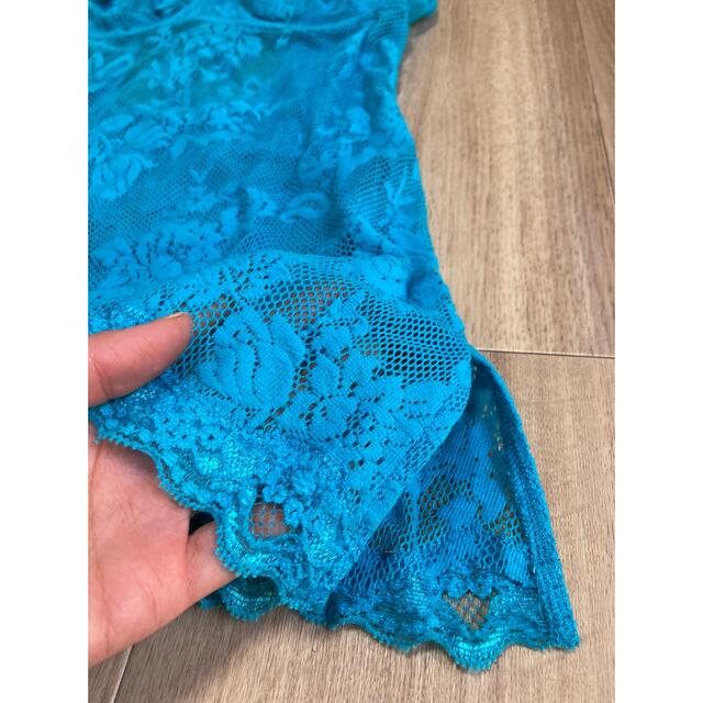 専用 vintage blue flower bra linge dress レディースのワンピース(ミニワンピース)の商品写真