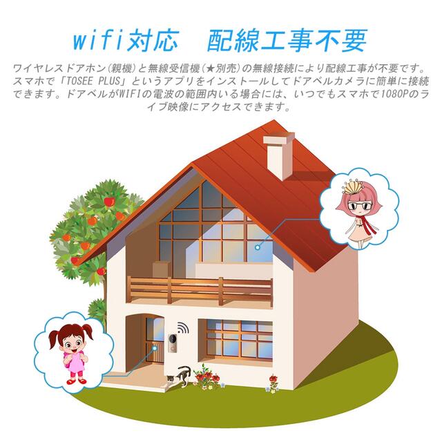 【新品】wifiインターホン 可視ドアホン ワイヤレスドアベル 呼び鈴