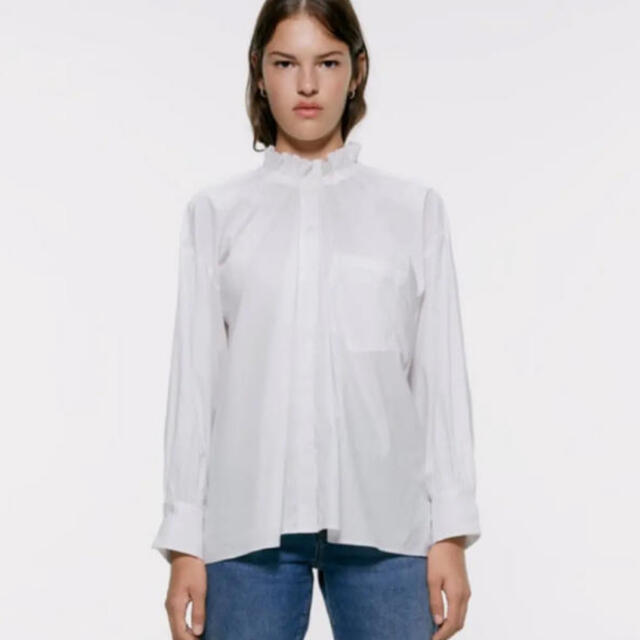 ZARA ポプリン ブラウス L 未使用 白