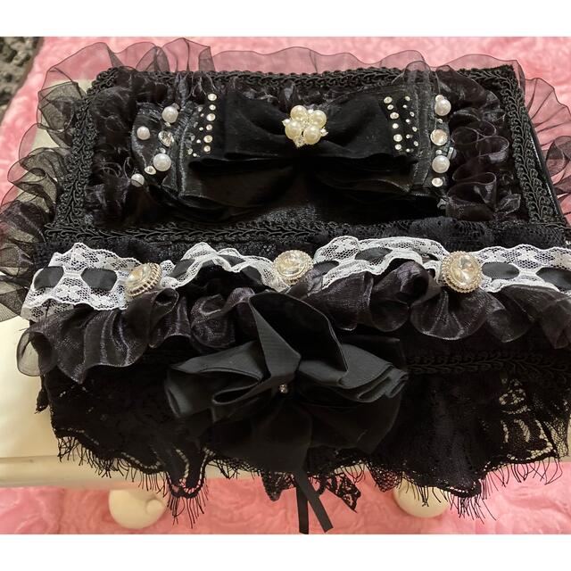 ハンドメイド❁ブラックフリルおリボンプリンセスなマスクケース❁BOX????type