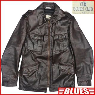 イタリア製◇イブルースBLUES CLUB LEATHER◇ラムレザージャケット