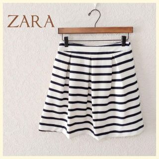 ザラ(ZARA)の♡ZARA 【ザラ】 ミニスカート 美品  白×ネイビー ストライプ Sサイズ(ミニスカート)