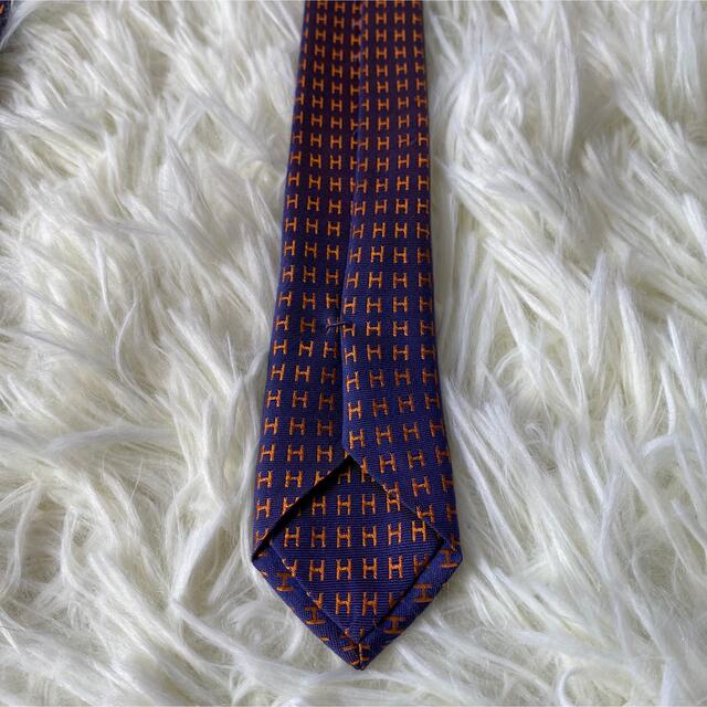 商店 HERMES エルメス ネクタイ H柄 8cm 美品 シルク ビジネス 正装