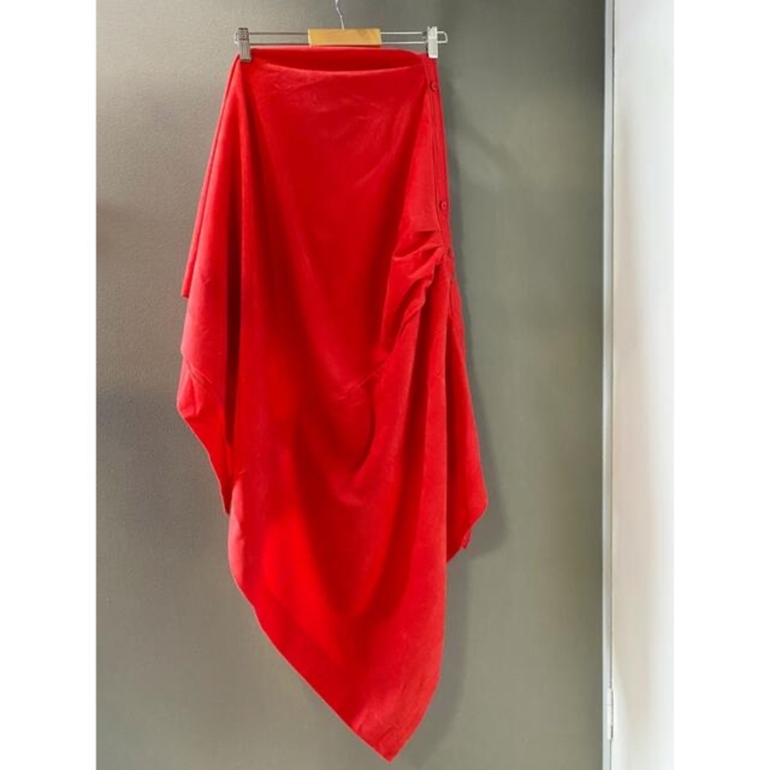 ビンテージ 70s ベロア 巻き スカート レッド 赤 美品レディース