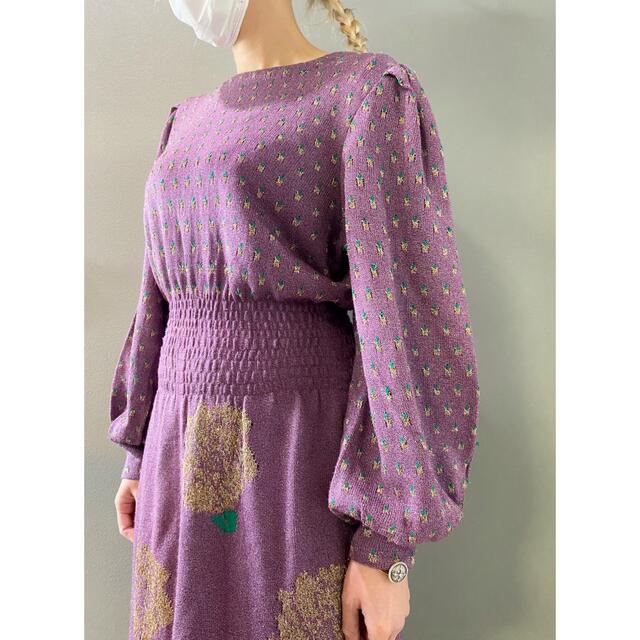 古着 アンティーク ビンテージ 70s ニット 刺繍 ワンピース ドレスの