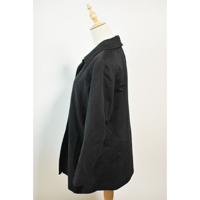 カシミヤ100%　ステンカラーコート　ブラック レディースのジャケット/アウター(ピーコート)の商品写真