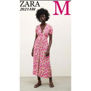 ザラ(ZARA)の【完売/入手困難】ZARA フラワー ワンピース　M(ロングワンピース/マキシワンピース)