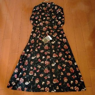 サンタモニカ(Santa Monica)の古着屋 OLD vintage 花柄 開襟シャツ ワンピース ロングワンピース(ロングワンピース/マキシワンピース)