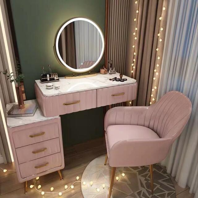 人気商品ランキング オシャレドレッサー グレー デスク引き出し2杯LED ...