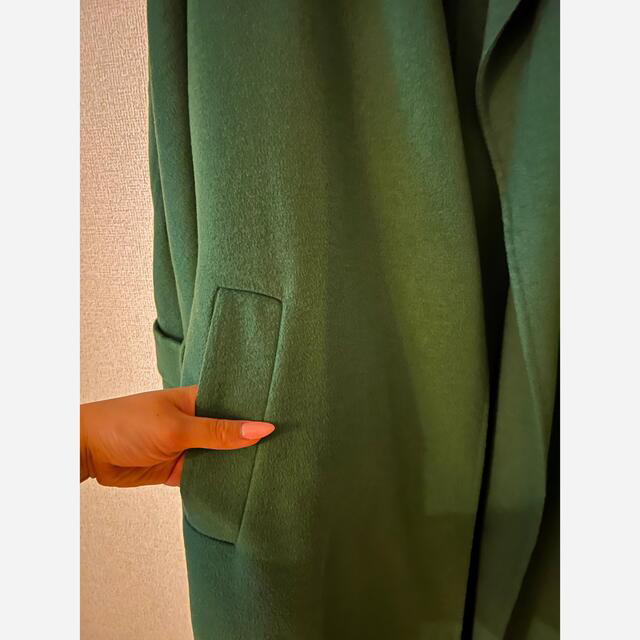 ZARA(ザラ)のZARA GREEN LONG COAT レディースのジャケット/アウター(ロングコート)の商品写真