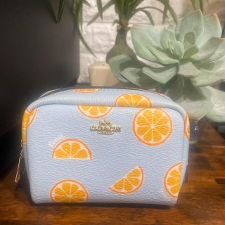 コーチ(COACH)の【COACH】ミニポーチ　オレンジ柄(ポーチ)