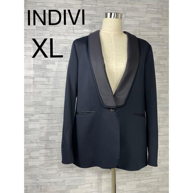 INDIVI(インディヴィ)のINDIVI インディヴィ テーラードジャケット ネイビー 42 XL レディースのジャケット/アウター(テーラードジャケット)の商品写真
