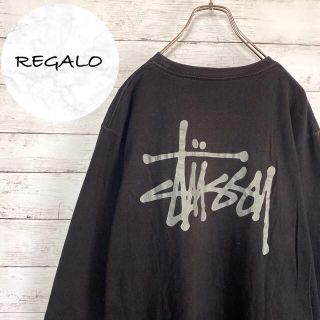 ステューシー(STUSSY)の【人気デザイン】ステューシー☆ワンポイントバックプリントブラックTシャツロンT(Tシャツ/カットソー(七分/長袖))